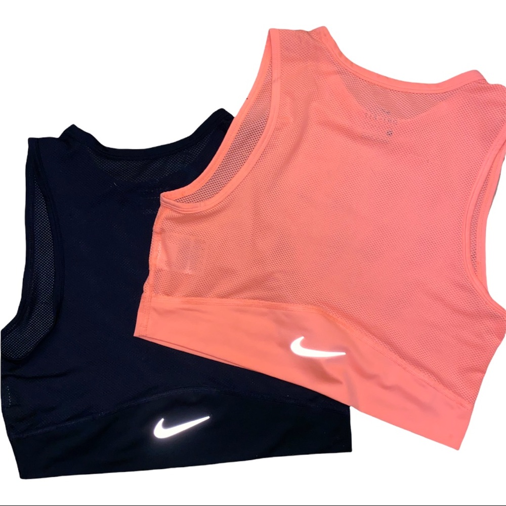 *Bundled* Nike Neon Coral & Black Mesh Cropped Athletic Tanks | M